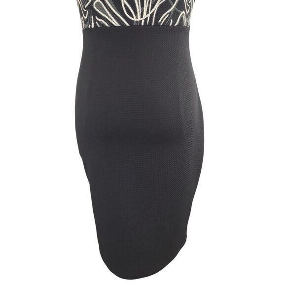 Papaya Medium Black Bodycon Dress V-Neck Lace Trim USA Black Gray White Print - Picture 14 of 16